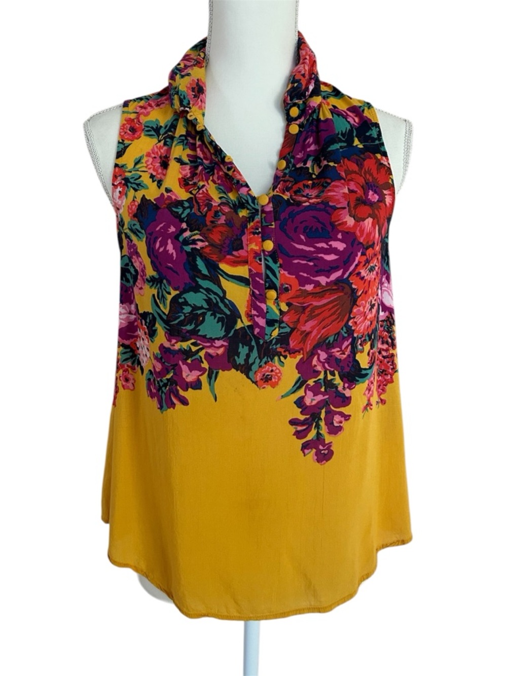 Anthropologie Floral Sleeveless Blouse